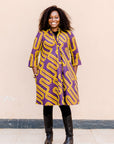 Purple dress with yellow squiggles