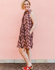 Pink and brown stitch resist dress
