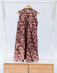 Pink and brown stitch resist dress