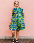 Navy blue dress with green cactus