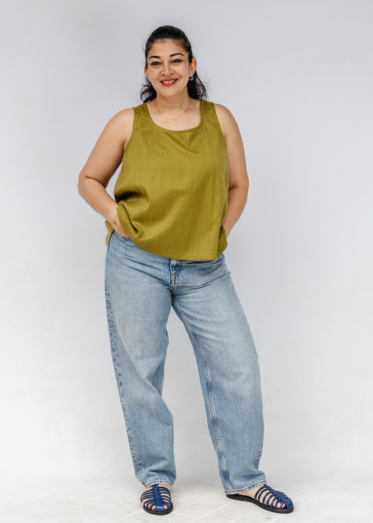 Moss Reversible Scoop Tank - Embroidery