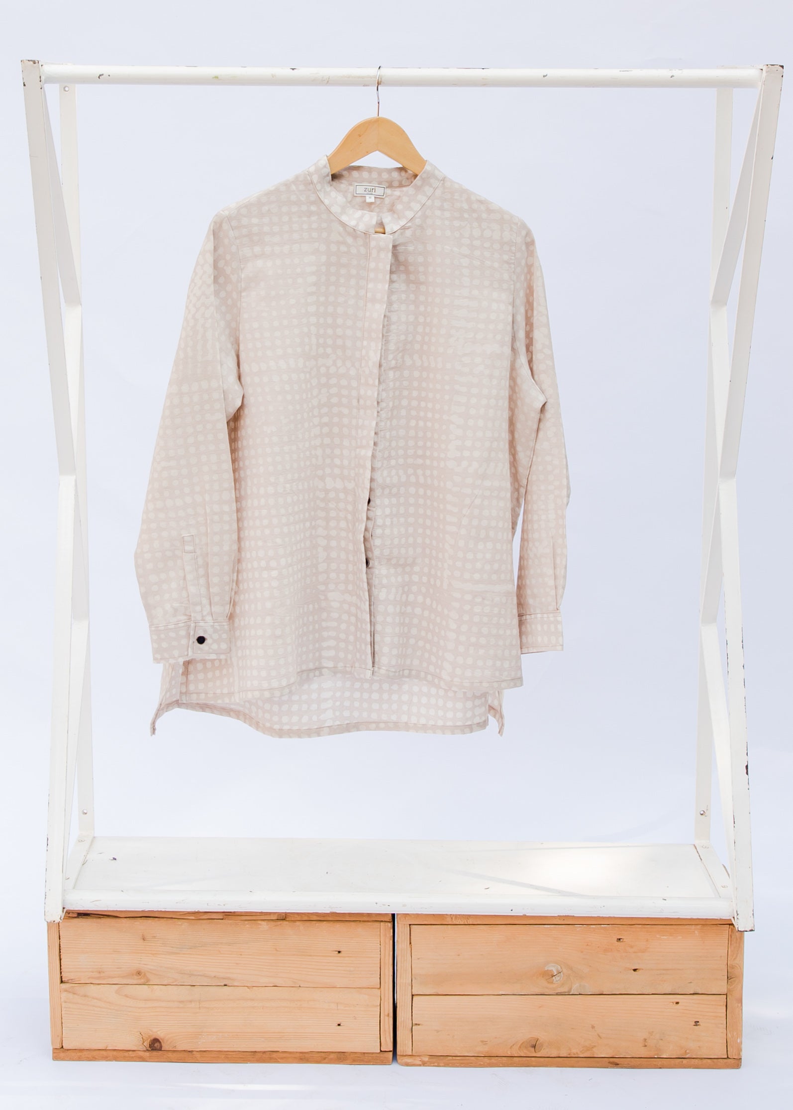 Cream and white wax resist shirt
