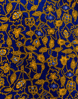 Navy dress with yellow floral vines