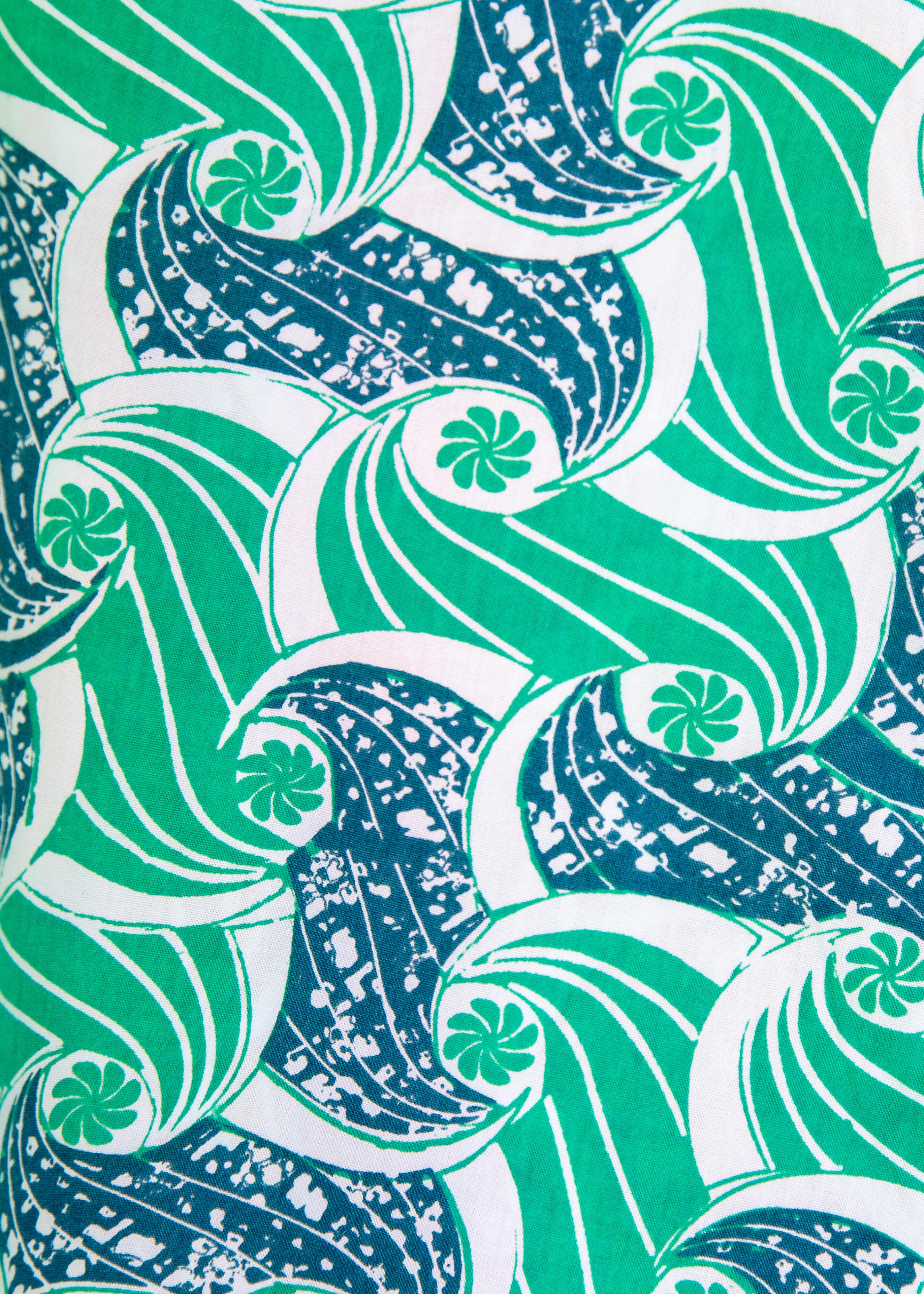 Blue and teal wave print dress