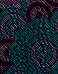 Black, teal, white and purple circle design dress
