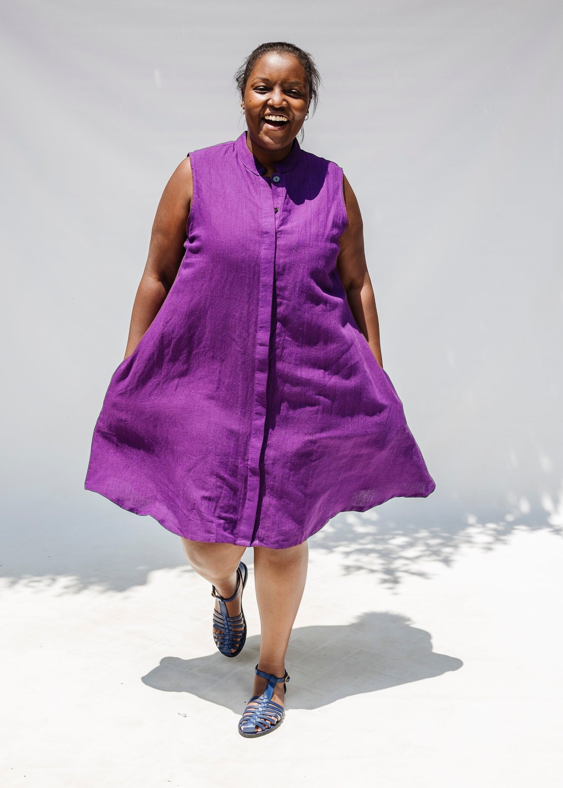 Aubergine Sleeveless Dress - Embroidery