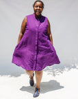 Aubergine Sleeveless Dress - Embroidery