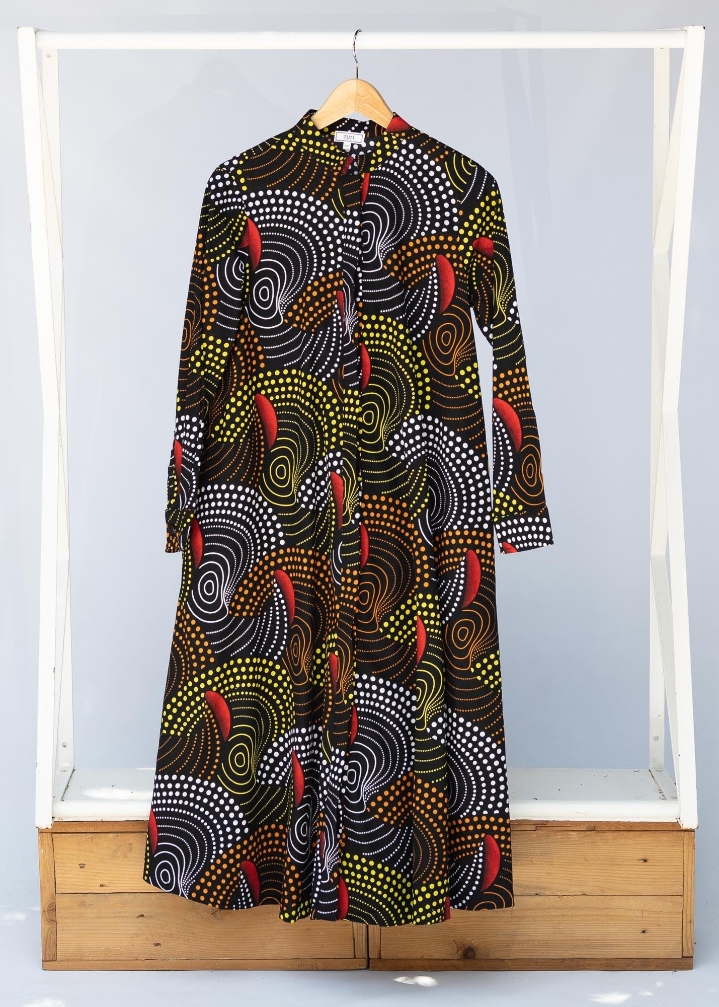 abstract geometric midi-length dress