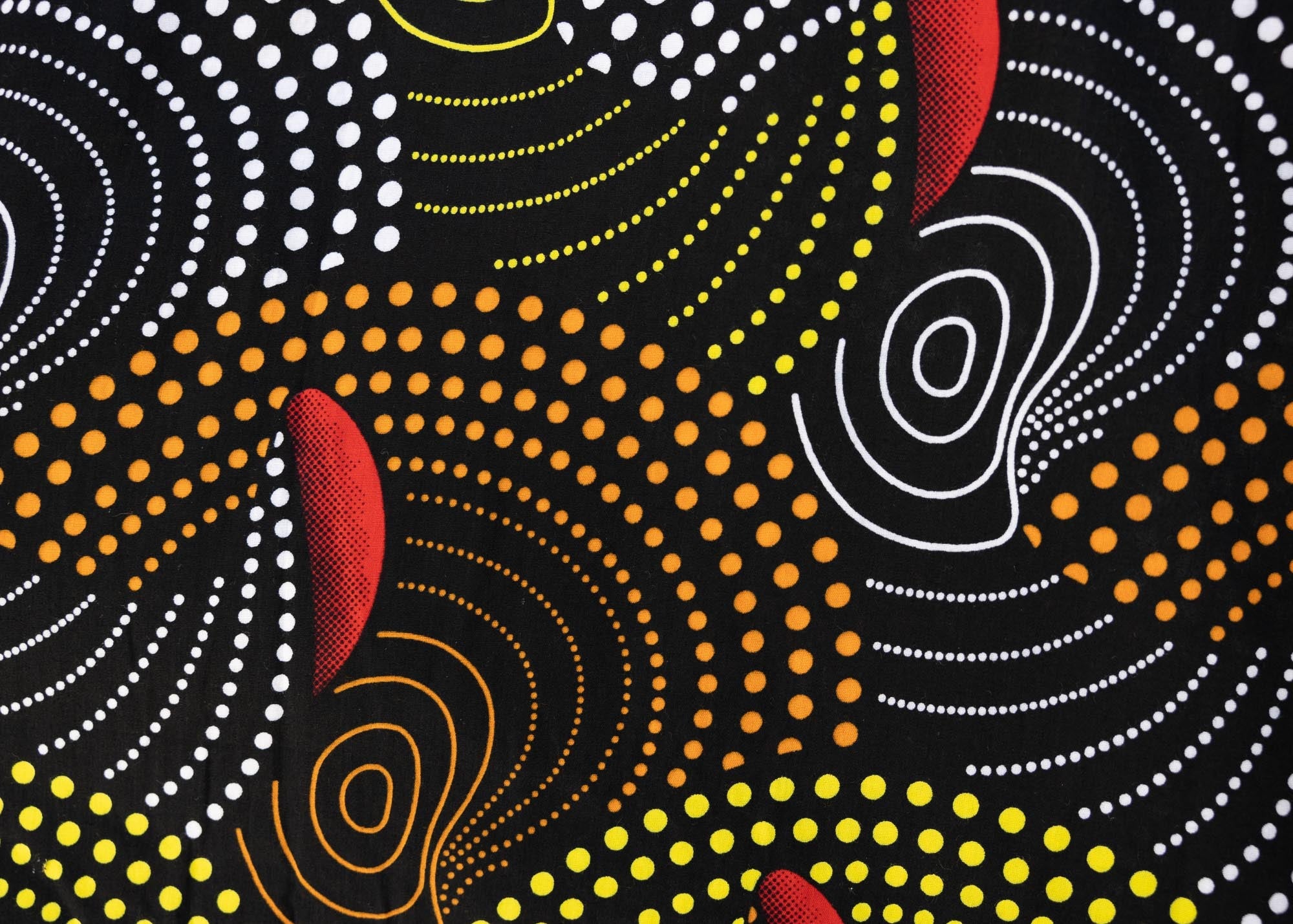 detail of abstract geometric midi-length belted dress