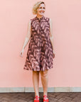 Pink and brown stitch resist dress