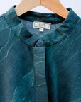 Navy and green stitch resist dress