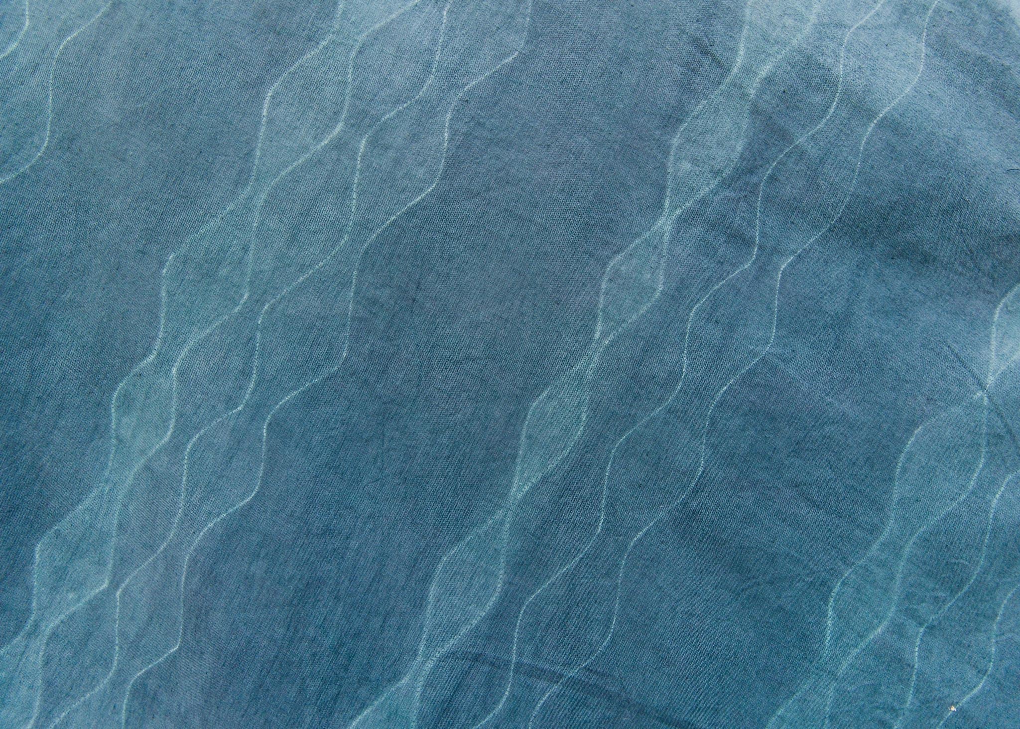 Navy and green stitch resist dress
