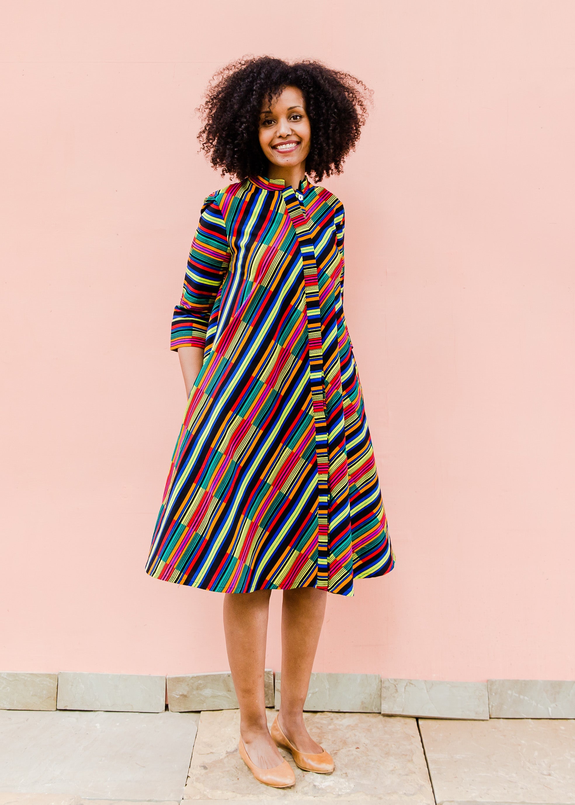 Rainbow striped dress