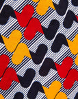 Red yellow black zigzags on white