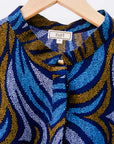 Blue, white and gold swirl dress