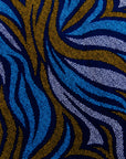 Blue, white and gold swirl dress